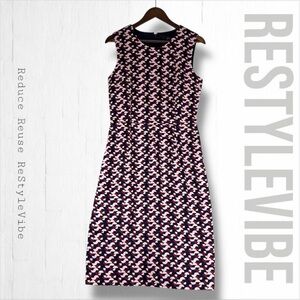 J CREW Women’s Size 8T Dress Sheath Column Style Cotton Stretch Patterned Lined